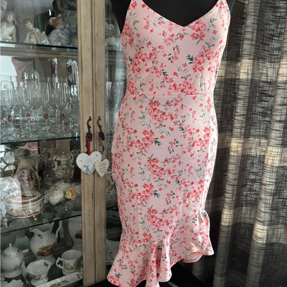 Floral Pink Sleeveless Dress